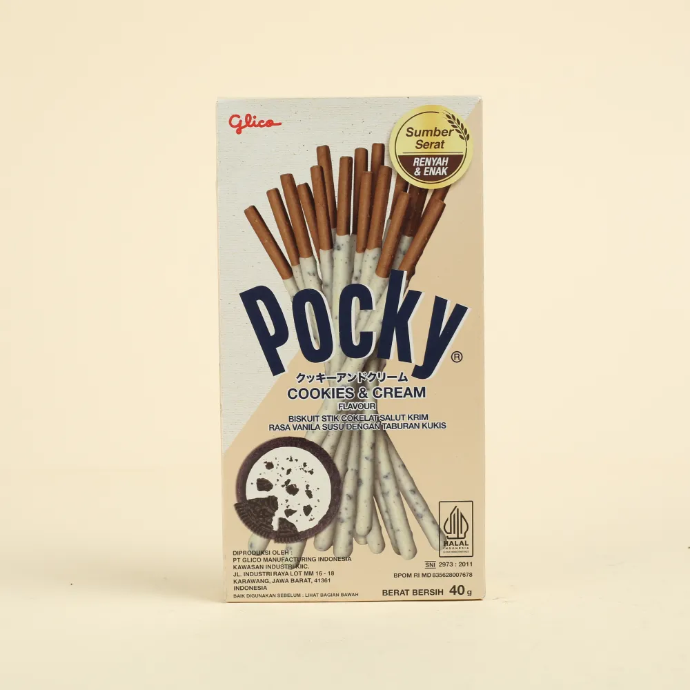 Pocky Cookies and Cream Flavoured Biscuit Sticks 40g