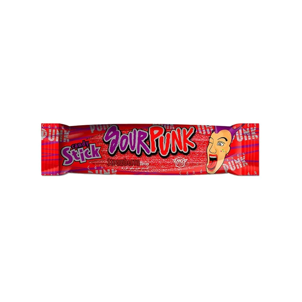 Sour Punk Candy Sticks, Strawberry flavor - 40g
